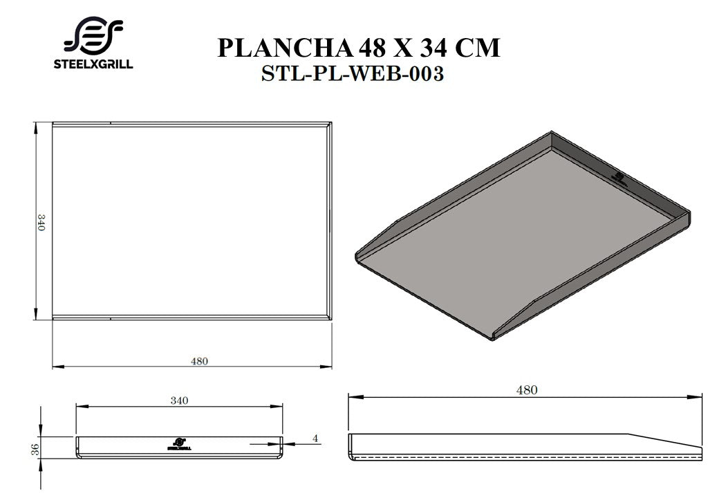 Compatibile Piastra Grill | 48 x 34 cm | STEELXGRILL